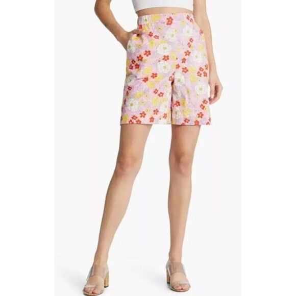 VERO MODA Taya Floral Cotton Shorts In Prism Pink ~ 100% Cotton. Size Medium. 12 - Picture 1 of 12